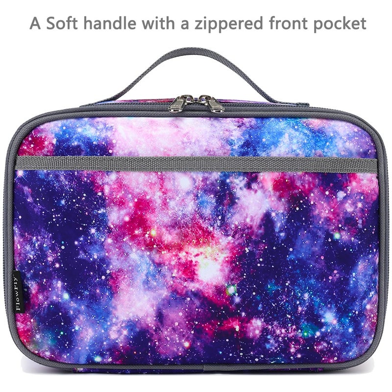FlowFly Kids Lunch box Insulated Soft Bag Mini Cooler Back to School Thermal Meal Tote Kit for Girls, Boys,Galaxy - Image 2